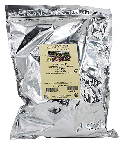 Starwest Botanicals Organic Raspberry Leaf Tea [1 Pound Bag] Loose Cut & Sifted Raspberry Leaves in Bulk